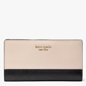 🌷NWOT Kate Spade Spencer Small Slim Bifold Black and Beige Wallet🌷